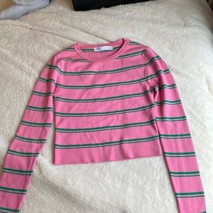 Zara pink and green long sleeve never worn
